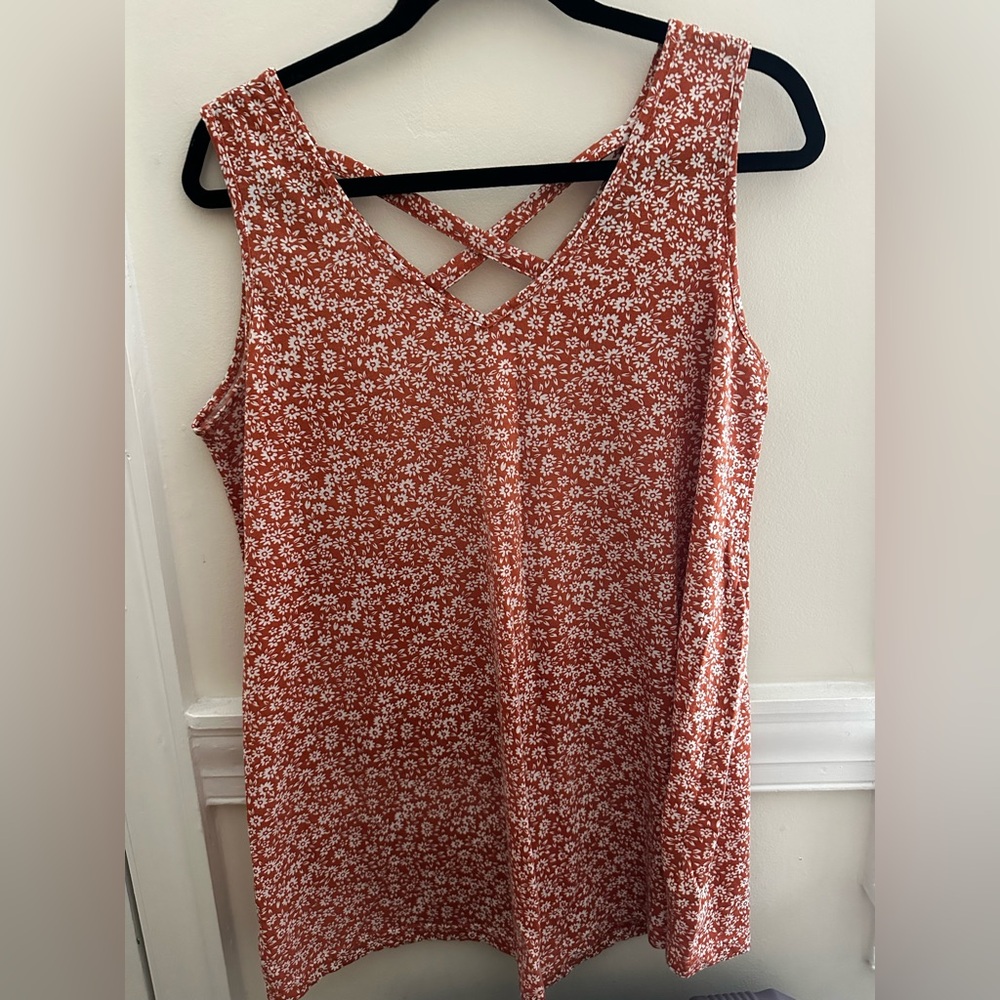 Floral Sleeveless Top with Crisscross Back